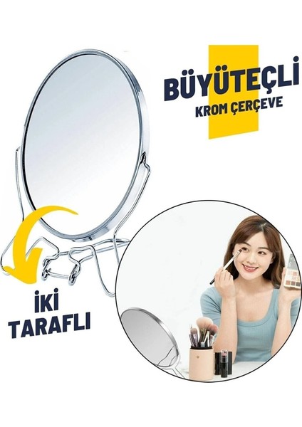 Çift Taraflı Büyüteçli 5 Inç Ayna Makyaj Aynası