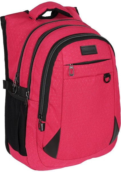 Su Geçirmez Astarlı Kumaş Ortaokul-Lise 4 Bölmeli Ergonomik Okul Sırt Çantası 2227- Pembe