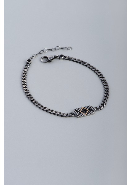 Athena'nın Kalkanı 14 Ayar Altın Erkek Gümüş Zincir Bileklik