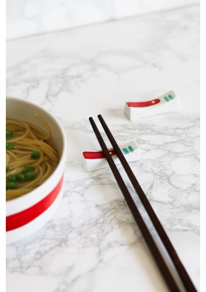 Ono 2li Set Chopstick Yatağı El Yapımı Porselen Altın Işlemeli Çin Uzakdoğu Tasarım Yemek Desteği