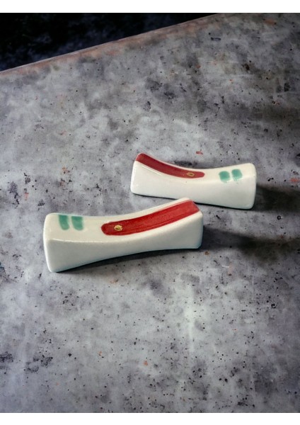 Ono 2li Set Chopstick Yatağı El Yapımı Porselen Altın Işlemeli Çin Uzakdoğu Tasarım Yemek Desteği