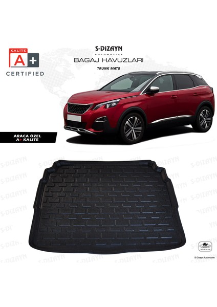 Peugeot 3008 Active 4D Havuzlu Paspas Bagaj Havuzu Seti (Üst Bagaj) 2016-2023 A+ Kalite