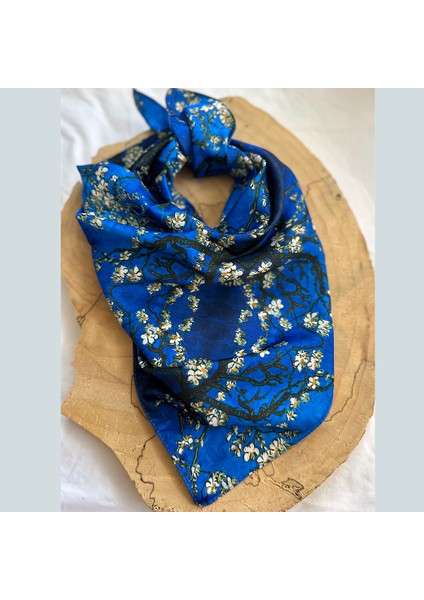 Badem ÇiçeğiMavi- Fular 55 Cm*55 Cm modelleri