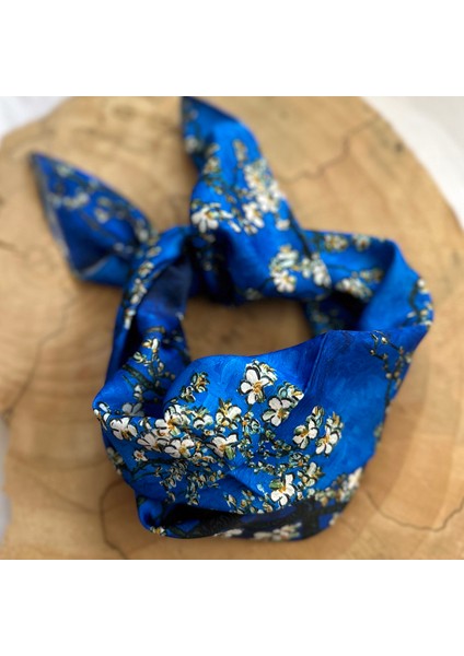 Badem ÇiçeğiMavi- Fular 55 Cm*55 Cm indirimleri