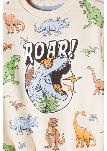 Mavi Roar Dinozor Baskılı Erkek Çocuk Eşofman Takımı 16752