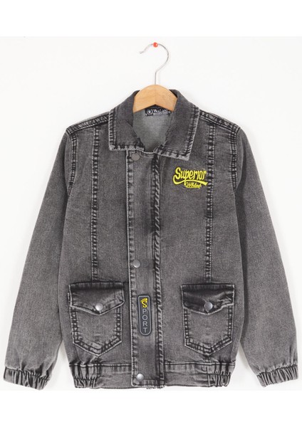 Füme Superior Yazılı Erkek Çocuk Jean Ceket 16818