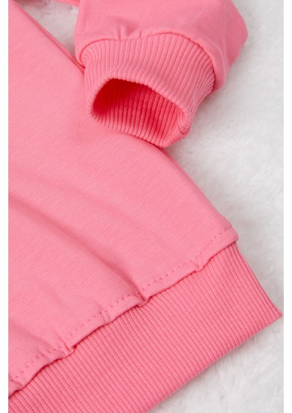 Pembe Tavşan Nakışlı Yazılı Kız Çocuk Sweatshirt 16943 modelleri