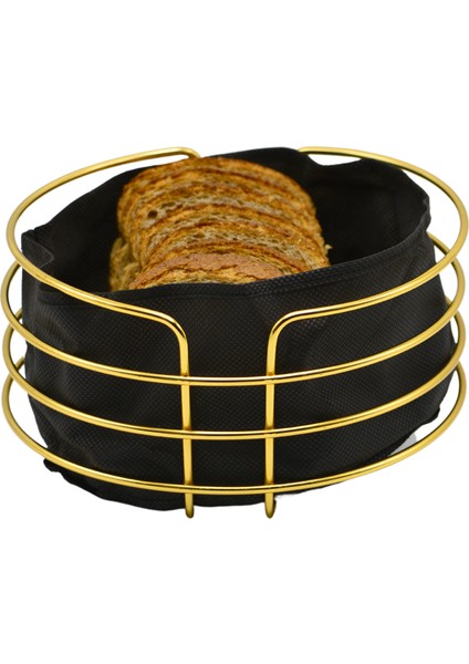 Metal Şeritli Gold Paslanmaz Oval Kumaşlı Çok Amaçlı Ekmeklik fiyatları