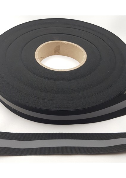 3,0 cm Genişliğinde 5 Metre Uzunluğunda Dikilebilen Fosforlu Siyah Polyester Reflektör Şerit