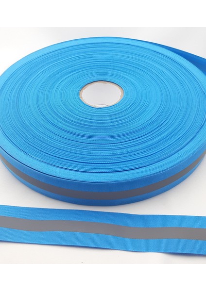3,0 cm Genişliğinde 5 Metre Uzunluğunda Dikilebilen Fosforlu Mavi Polyester Reflektör Şerit