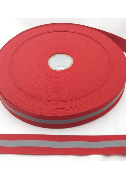 3,0 cm Genişliğinde 5 Metre Uzunluğunda Dikilebilen Fosforlu Kırmızı Polyester Reflektör Şerit