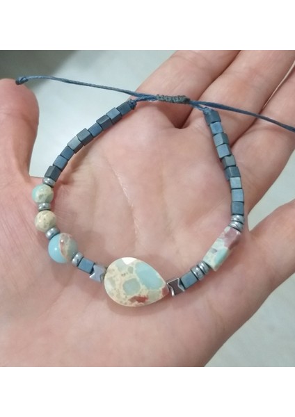 Hematit Damla ve Dikdörtgen Şeklinde Shoushan Doğaltaşlı Küp Miyuki Unisex Bileklik indirimleri