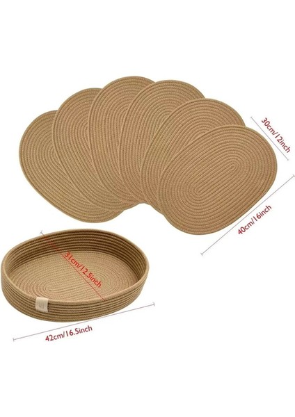 Blaundus 7 Parça Jüt Oval Supla ve Ekmeklik Seti fırsatları