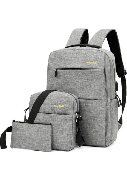 Erkek Sırt Çantası Iş Sırt Çantası Rahat Moda Üç Parçalı Set Büyük Kapasiteli Okul Çantası (Yurt Dışından)