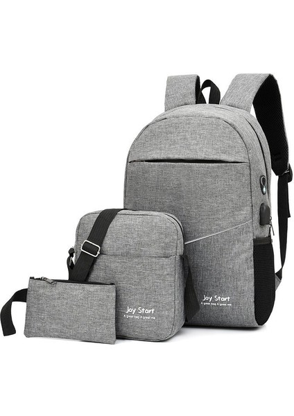 Sırt Çantası Üç Parçalı Set Lise Ortaokul Üniversite Öğrencisi Okul Çantası Moda Trendy Seyahat Bilgisayar Çantası Rahat Basit Sırt Çantası (Yurt Dışından)