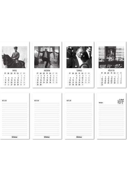 Atatürk Fotoğraflı Masa Takvimi Haftalık Planlayıcılı modelleri