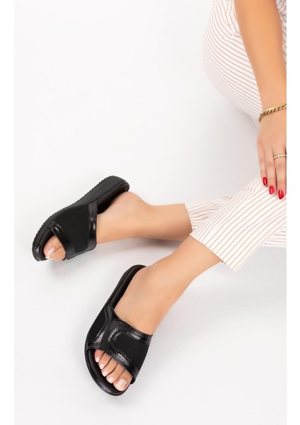 ARTI ARTI AYAKKABI ARTI-ARTI020-5002 Ortopedik Topuk Dikeni&kemik Çıkıntısı Fonksiyonlu Kadın Siyah Kırışık Rugan Terlik fiyatları