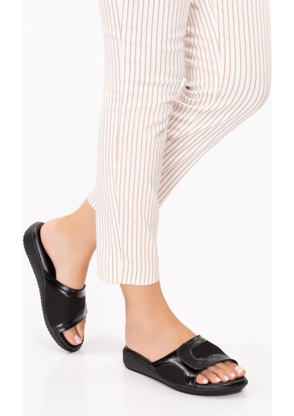 ARTI ARTI AYAKKABI ARTI-ARTI020-5002 Ortopedik Topuk Dikeni&kemik Çıkıntısı Fonksiyonlu Kadın Siyah Kırışık Rugan Terlik fırsatları