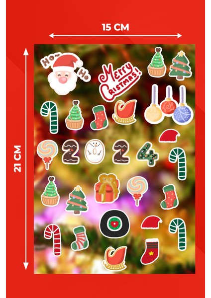 Yılbaşı Temalı Sticker Seti - Ajanda - Laptop - Telefon Sticker Seti 17 Adet