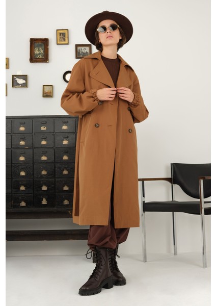 Kolu Lastikli Trençkot Taba indirimleri