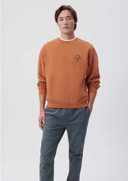 Erkek Baskılı Kahverengi Sweatshirt 0S10009-81216