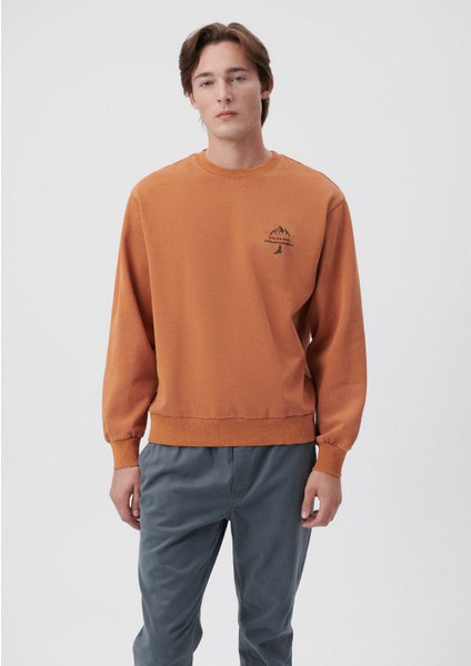 Erkek Baskılı Kahverengi Sweatshirt 0S10009-81216