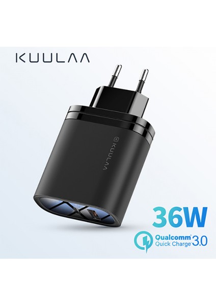 Kuulaa 1 USB Qc3.0 1 Pd 36W Universal Hızlı Şarj Başlık
