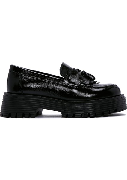 Kadın Rugan Deri Maskülen Loafer