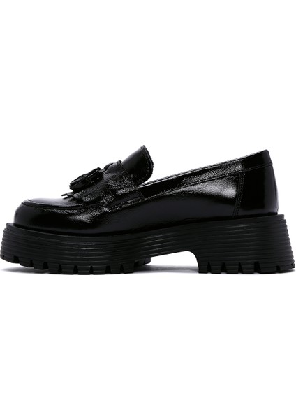 Kadın Rugan Deri Maskülen Loafer