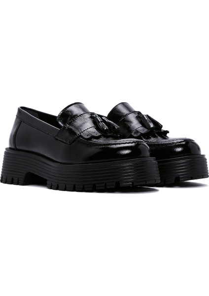 Kadın Rugan Deri Maskülen Loafer