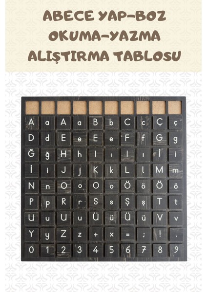 Abece Yap-Boz Okuma-Yazma Alıştırma Tablosu Matematiksel Işlemler Ahşap Puzzle