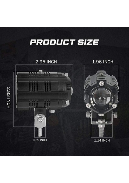 Offroad Sis Lambası Beyaz-Sarı Çakarlı (6.5 cm x 4.5cm 6.5cm ) 10W 12-80V Set / LASS347 modelleri
