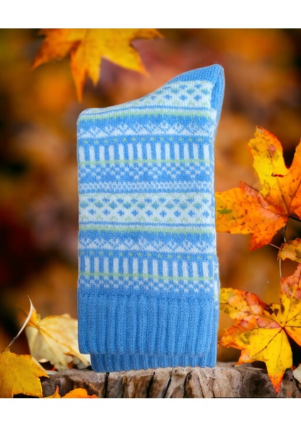 Iskandinav Tasarımlı Eksra Kalın Desenli Kışlık Yünlü Çorap modelleri