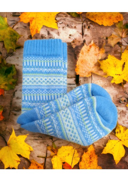 Iskandinav Tasarımlı Eksra Kalın Desenli Kışlık Yünlü Çorap fırsatları