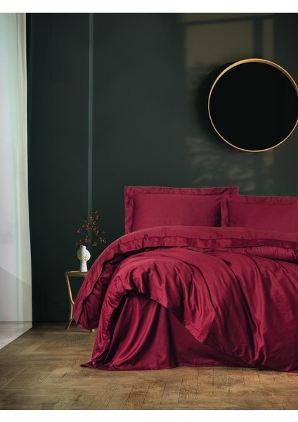 Elegant Bordo Çift Kişilik Saten Nevresim Takımı