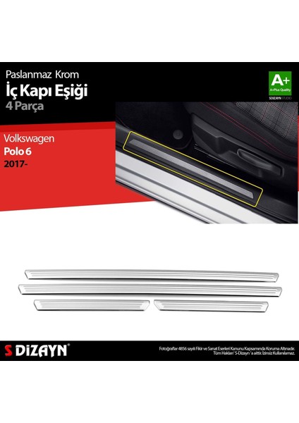 Volkswagen Polo 6 Hb Krom Iç Kapı Eşiği 4 Prç. 2017 Üzeri indirimleri