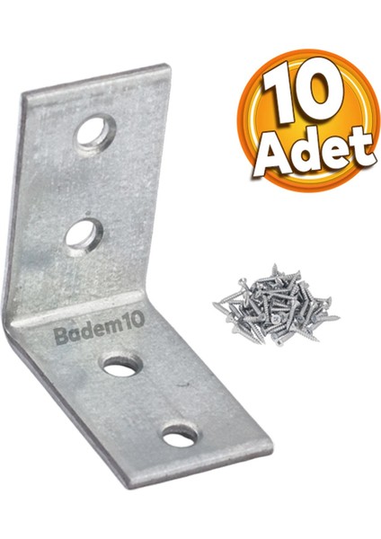 Mobilya Köşe Bağlantı Sabitleme L Demir Deprem Dolap Duvar Birleştirme Gönye 35X35X20 mm (10 Adet)