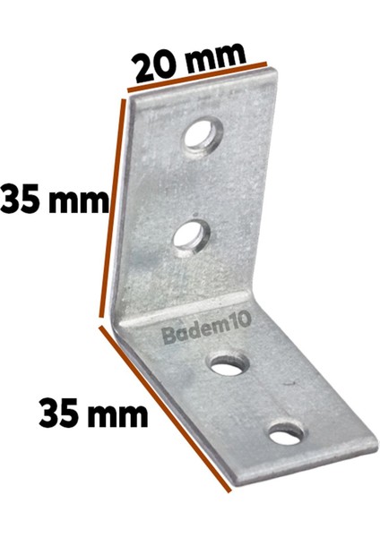 Mobilya Köşe Bağlantı Sabitleme L Demir Deprem Dolap Duvar Birleştirme Gönye 35X35X20 mm (10 Adet)