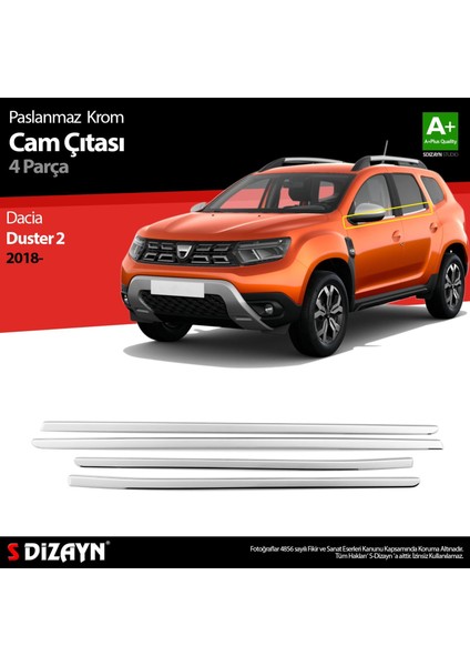 Dacia Duster Krom Cam Çıtası 4 Prç. 2018 Üzeri fiyatları