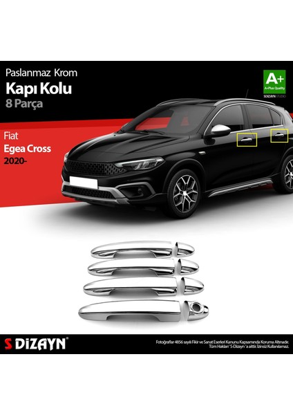 Fiat Egea Cross Krom Kapı Kolu 8 Prç. 2020 Üzeri