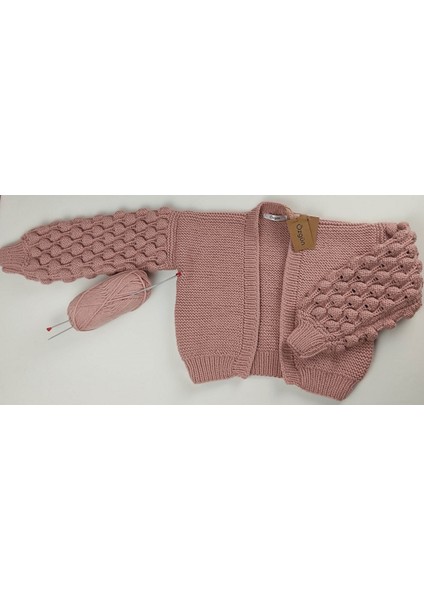 Örme Crop Hırka Pembe Crop