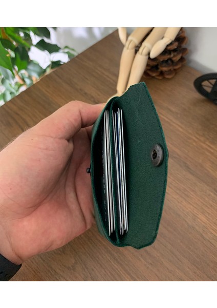 El Yapımı Hakiki & Gerçek Deri Dikişsiz Çift Bölmeli Minimal Kartlık Cüzdan (Crazy Deri)