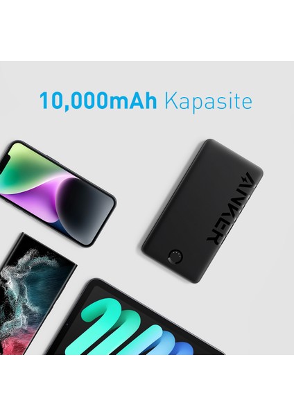 323 Powerbank 10000mAh - PowerCore 10K II Taşınabilir Hızlı Şarj Cihazı - 12W - Siyah - A1334 (Anker Türkiye Garantili)