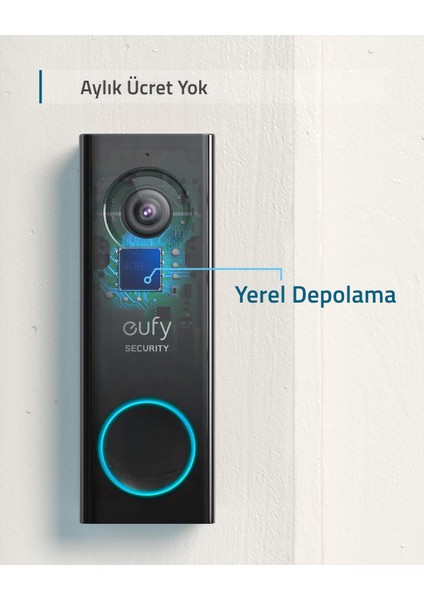 Eufy Security Kablosuz Kapı Zili 1080p Dahili Bataryalı - E8220  (Anker Türkiye Garantili)