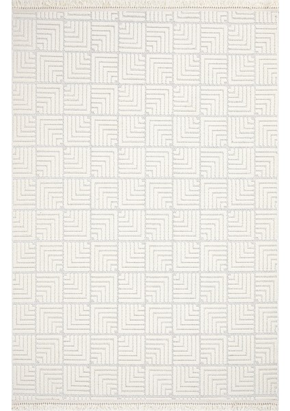 Dreamer Krem Geometrik Polyester Makine Alan Halısı