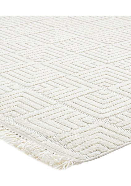 Dreamer Krem Geometrik Polyester Makine Alan Halısı