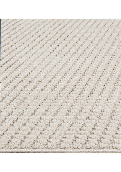Eclipse Bej Çizgili Polyester Makine Alan Halısı