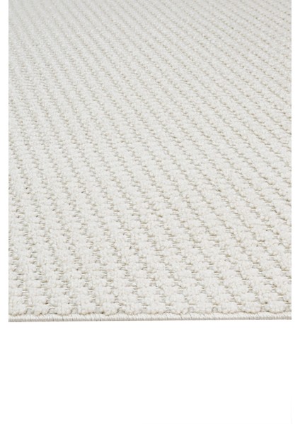 Celestial Krem Çizgili Polyester Makine Alan Halısı