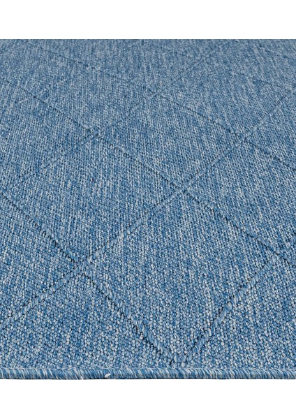 Mirage Mavi Geometrik Pamuk Kilim