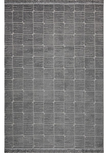 Celistila Antrasit Geometrik Polyester Makine Alan Halısı